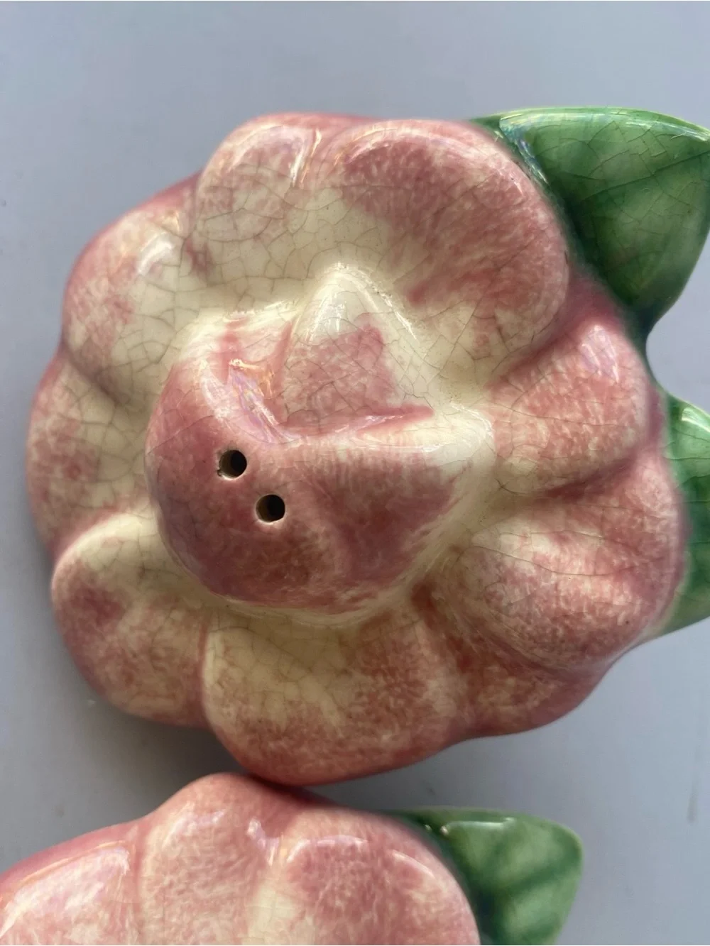 Vintage Pink and Green Floral Ceramic Salt and Pepper Shakers